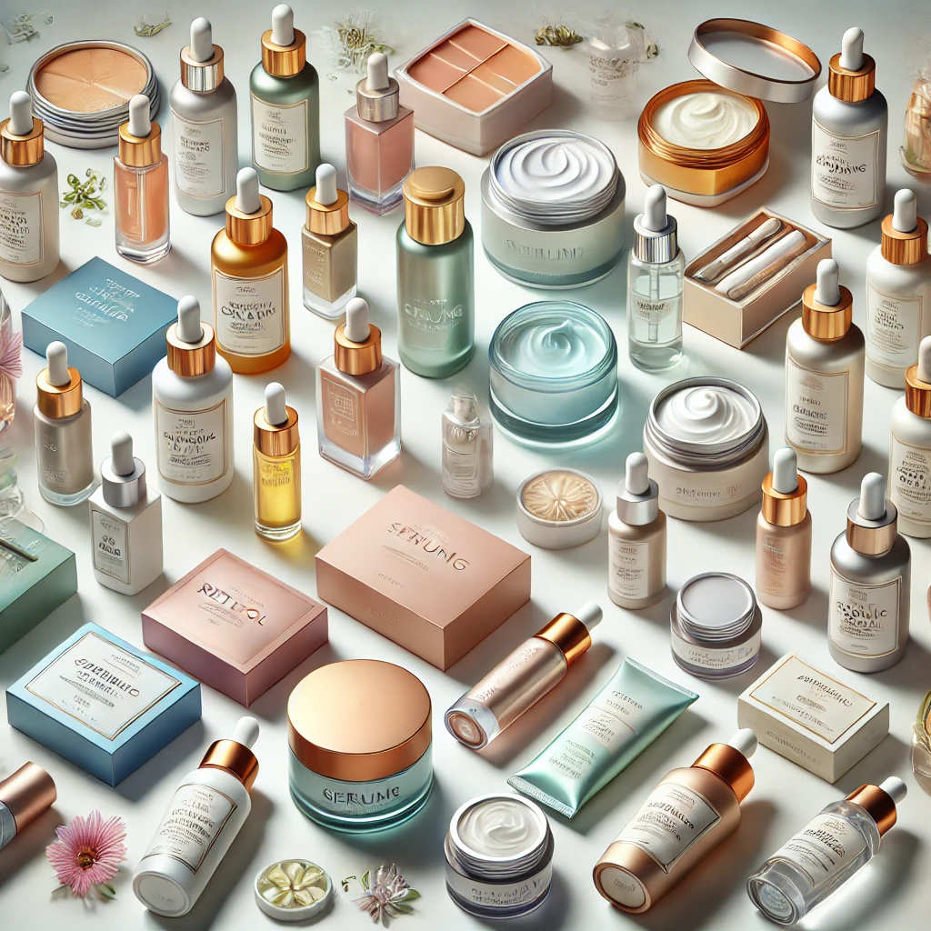 Collage of anti-aging beauty products