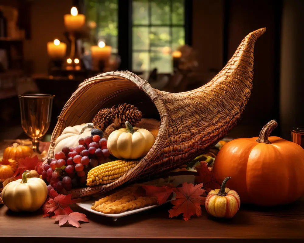 'Horn of plenty' table decoration