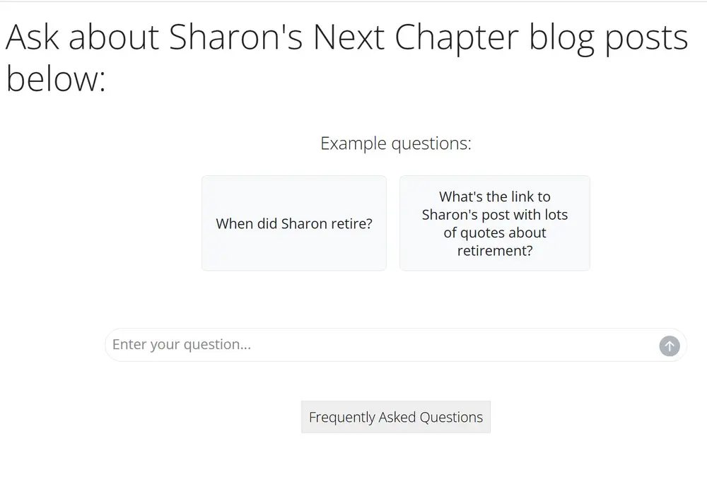 Screen shot of my Next Chapter chatbot
