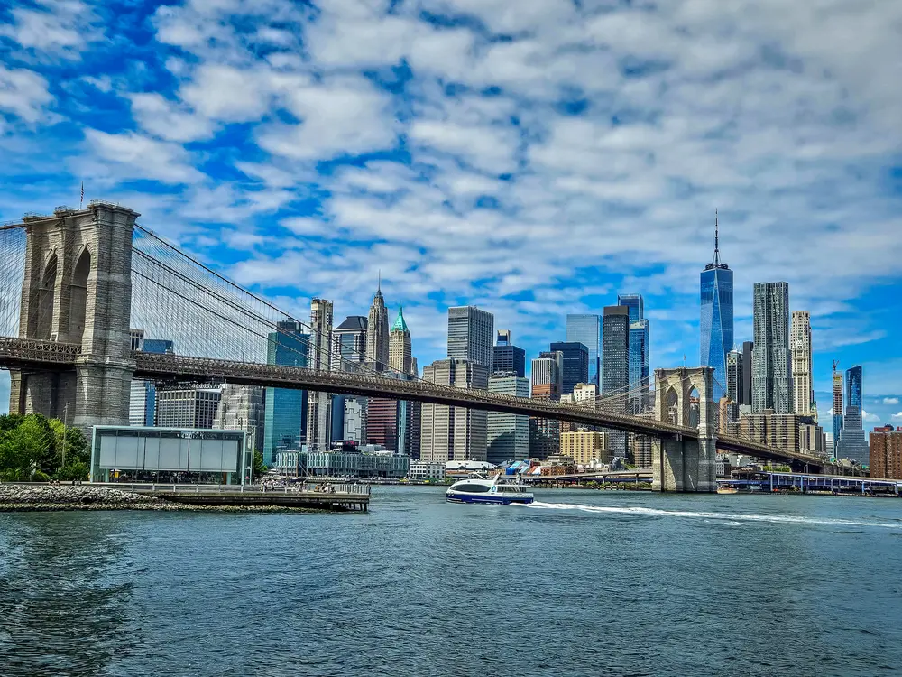 Manhattan skyline and the Brooklyn Bridge