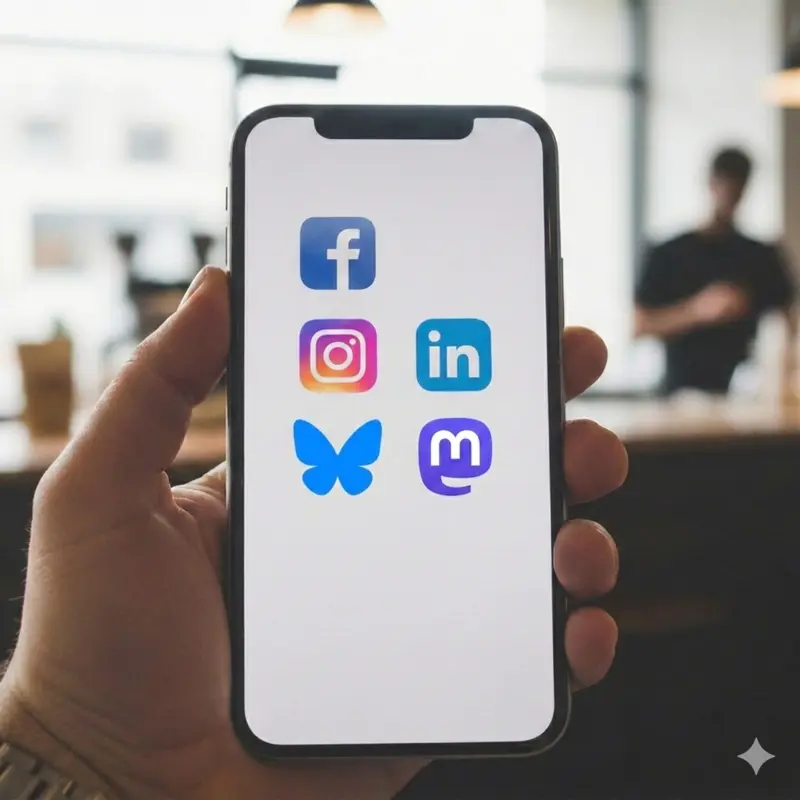 Image of a phone screen with social media icons. Image generated by Google Nano Banana.